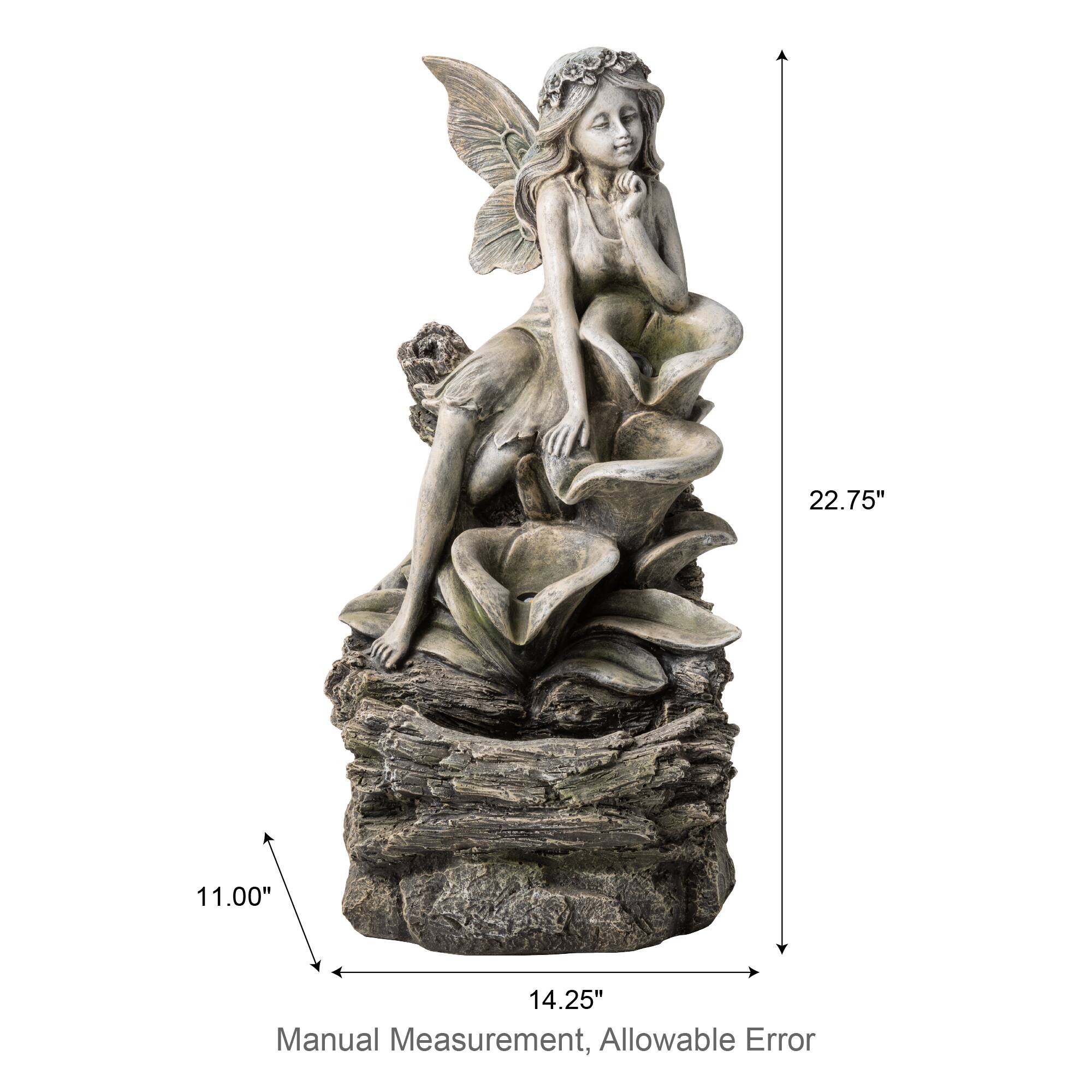 Glitzhome® 22.75" LED 4-Tier Concrete Fairy Outdoor Fountain